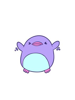 Yanıp sönen radyal çizgiler sevimli penguen kanat çırpışlarının animasyonu