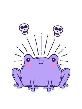 Geleneksel dövme stili kafatası animasyonu mutlu kurbağa çizimi