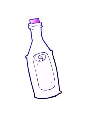 Şişedeki çizgi film mesajının neon ışık efekti canlandırması