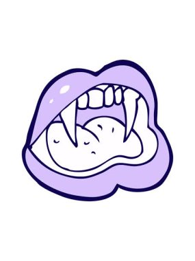 Çizgi film kahramanı vampir dudaklarının neon ışık efektleri