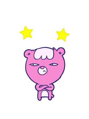 dönen yıldızların çizgi filmlerindeki kızgın ayıların kolları çaprazlanmış halleri.