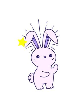 Parıldayan yıldızlar sevimli bir tavşanın canlandırmasını etkiler.