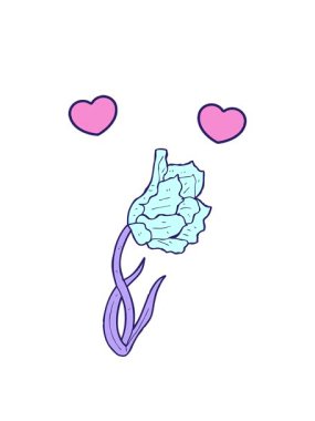 dönen kalpler çizgi film çiçeğinin animasyonu