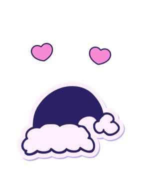 Bir karikatür Noel şapkası çıkartmasının dönen kalpleri canlandırması