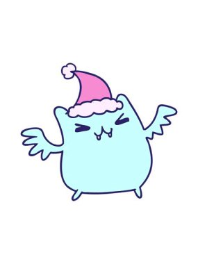 Kawaii yarasasının el hareketli animasyonu çizilmiş Noel karikatürü