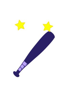 dönen yıldızların el animasyonu bir beyzbol sopasının gradyan çizgi film karalaması