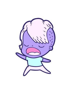 Parlak ışık efekti çizgi filmdeki havalı hippi kızın konuşması.