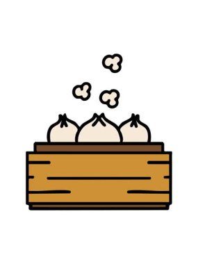 Buharlı buharlı sıcak Japon hamur köftelerinin hareketli animasyonları.