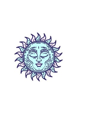 Dövmenin geleneksel ortaçağ güneşiyle yatay titreşimli animasyonu