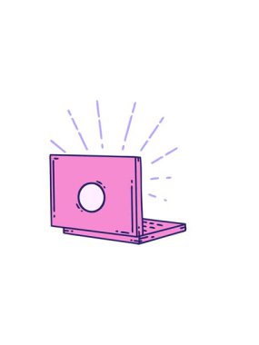 Geleneksel dövme stili dizüstü bilgisayarın çiziminin yatay titreşimli animasyonu