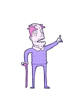 Çizgi filmdeki yaşlı adamın hareketli animasyonu.