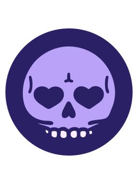 Bir kafatasının ikonik gotik dövme şeklindeki görüntüsünün hareketli animasyonu