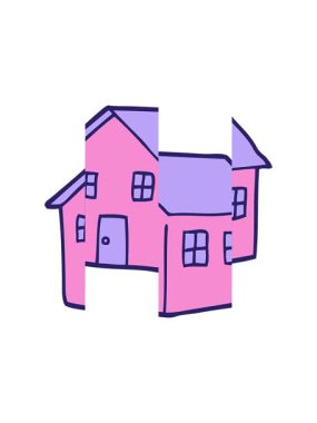 Karikatür karalamalarının bölünen hareketli animasyonu geleneksel ev