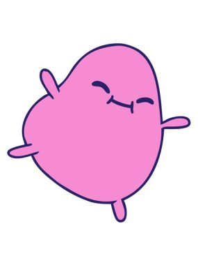 Zıplayan sevimli bir fasulyenin serbest çiziminin titreşimli hareketli animasyonu