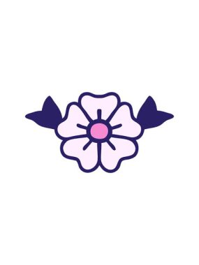 Dikkat çekici dövme animasyonu geleneksel bir çiçek stilinde