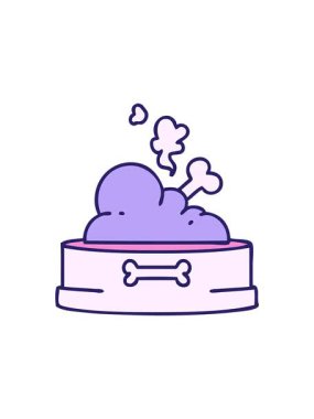 Bir köpek maması kasesinin kemikli karikatürünün hareketli canlandırması