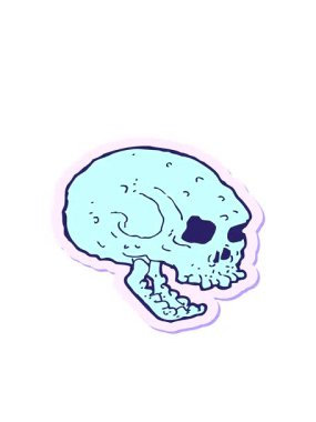 Çizgi filmdeki ürkütücü kafatasının hareketli çıkartması.