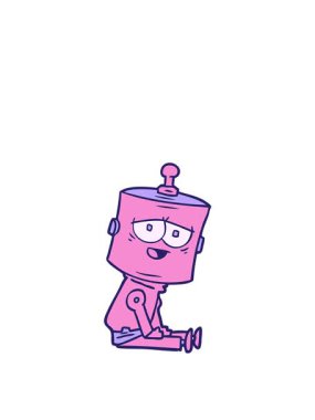 Bir çizgi film android karakterinin zıplama hareketi