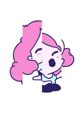 Şirin Kawaii kızı serbest stil çizgi filminin bölünmüş hareket animasyonu