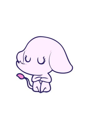 Yanıp sönen radyal çizgiler sevimli fil çizimlerinin animasyonu