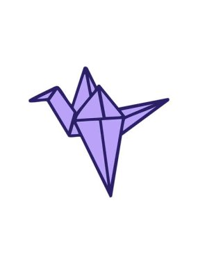 Japon yapımı katlanmış kanatlı bir vincin hareketli animasyonu.