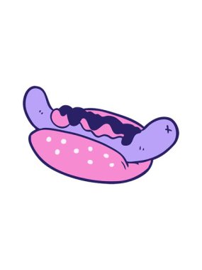 Taze taze sosisli çizgi filmin basınçlı animasyonu.