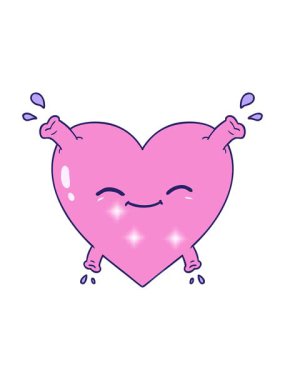 Mutlu kalbin çizgi film animasyonunun parıltı etkisi.