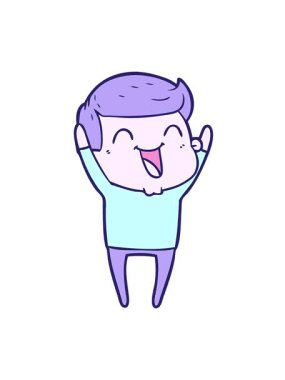 Karikatür adamın gülüşünün titreşimli animasyonu