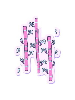 Bir bambu çizgi filminin çıkartmasının bölünen hareketi.