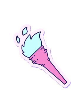 Dövme çıkartmasının titreşimli animasyonu geleneksel yanan meşale stilinde.