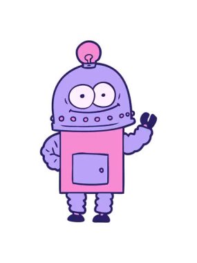 Ampullü neşeli çizgi film robotunun titreyen hareketi.