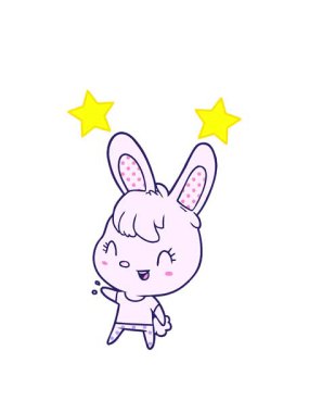 dönen yıldızlar sevimli tavşan imajının animasyonu