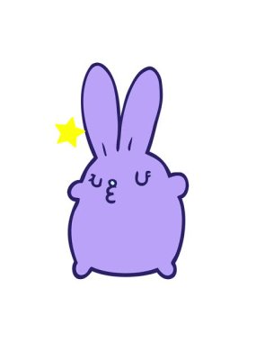 Parlayan yıldızlar sevimli bir çizgi film tavşanının animasyonunu etkiler.