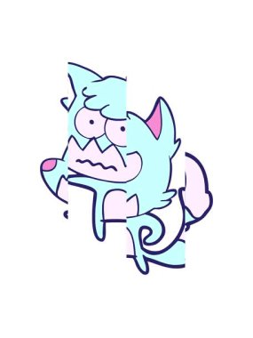 Çizgi film rahatsız tilki tasarımının bölünmüş hareket animasyonu