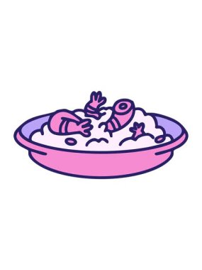 Geleneksel Brezilya vatapa karides çiziminin hareketli animasyonu