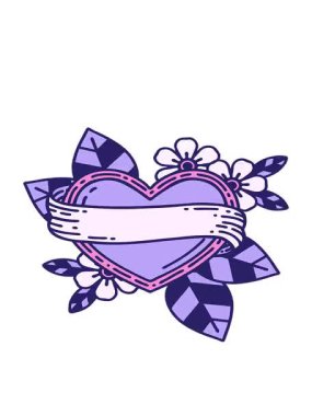 Neon dövmenin hareketli animasyonu geleneksel kalp ve bayrak stilinde