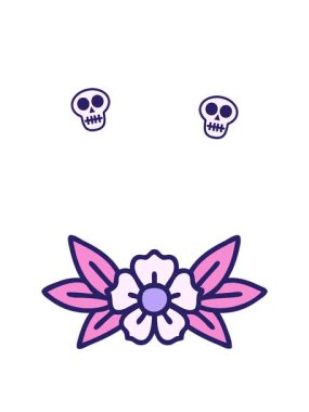 Çiçek çizim elementinin kafatası animasyonu