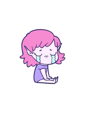 Çizgi film karakteri ağlayan elf kızı animasyonu.