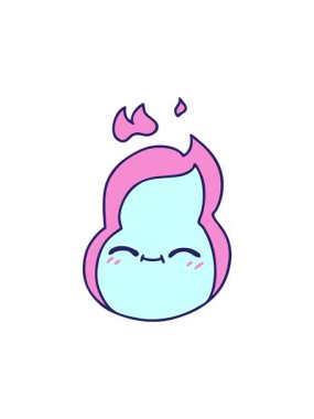 Şirin kawaii ateş alevinin serbest çizim hareketli çizgi filmi