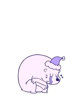 Ağlayan el hareketinin yükselişi ve yüzüşü. Noel Baba şapkası takan bir kutup ayısının çizimi.