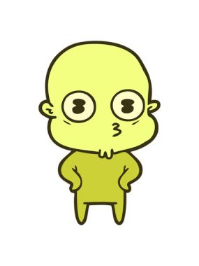 Garip kel uzay adamının renkli animasyonu.