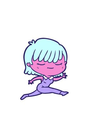 neon renkli çizgi film karakteri kadının animasyonunu genişletiyor