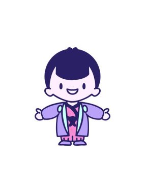 Japon bir adamın düğün kıyafetleri içinde kollarını açarak hareket etmesi.