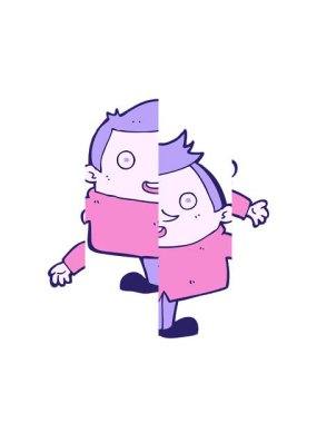 Çizgi film mutlu adam çiziminin bölünmüş hareket animasyonu