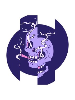 Bir kafatasının ikonik retro dövme şeklindeki görüntüsü bölünmüş hareket animasyonu