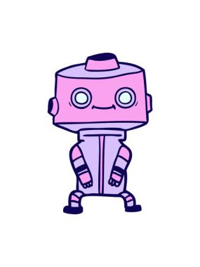 Bir çizgi film robot tasarımının neon ışık efekti animasyonu