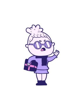 Çizgi filmin dönen hareketli animasyonu rahatsız kadın çizimi