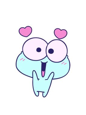 Kamwai çizgi film animasyonunun dönen kalpleri tatlı kurbağayı heyecanlandırdı.