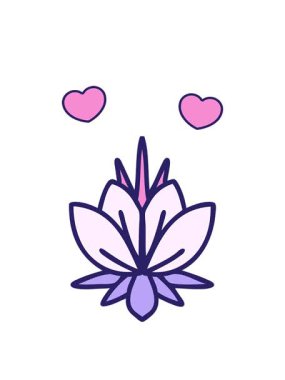 Bir nilüfer çiçeğinin sembolik dövme görüntüsünün dönen kalpleri.