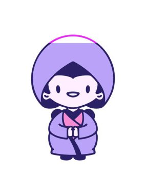 Geleneksel düğün kıyafeti giymiş Japon bir kadının animasyonunu canlandırın.